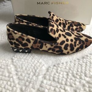 Marc Fisher Abree3 Studded Smoking Flats, Leopard